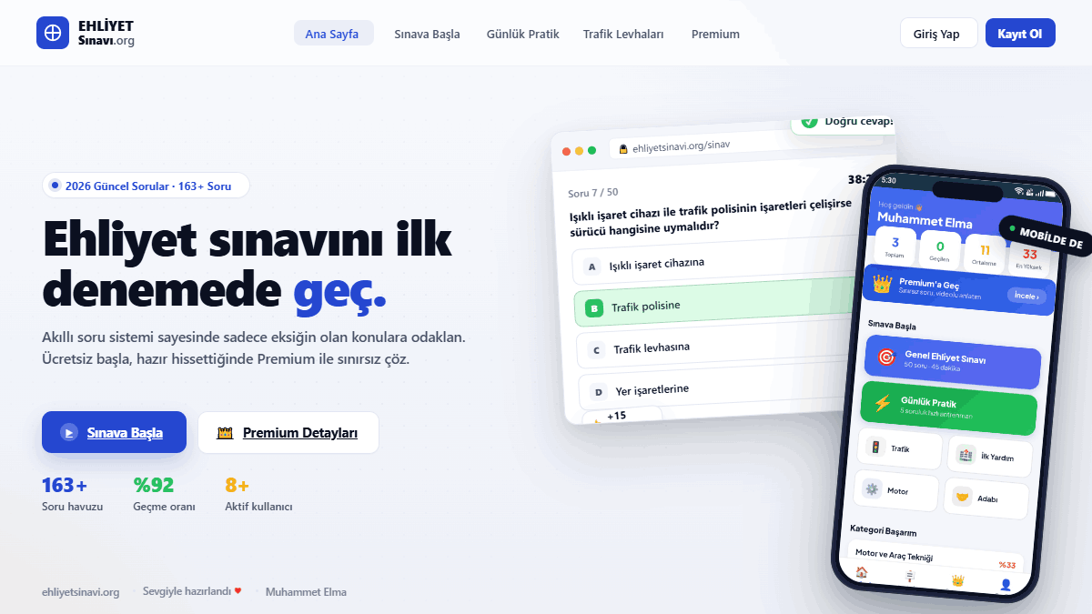 EhliyetSınavı.org — Online Ehliyet Sınavı Platformu